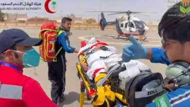 صورة نقل مصاب حادثة سير في طريب بالإسعاف الجوي لمستشفى أحد رفيدة  أخبار السعودية