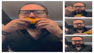 صورة عمرو عبدالعزيز يسخر من إتيكيت أكل المانجة بطريقة أمينة شلباية ومتابعون: “هيجرالها حاجة”