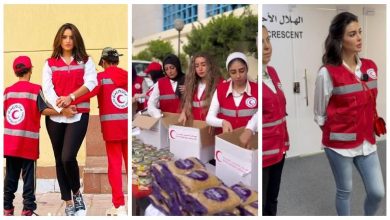 صورة نجوم الفن يتطوعون في الهلال الأحمر لتوصيل المساعدات لأهالي غزة