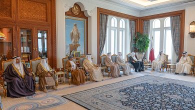 صورة أمير قطر يستقبل رئيس مجلس الشورى ورؤساء المجالس التشريعية الخليجية