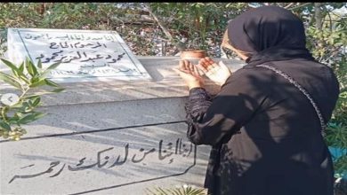 صورة في الذكرى السابعة لرحيله.. بوسي شلبي تزور قبر زوجها محمود عبدالعزيز (فيديو)