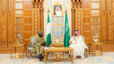 صورة ولي العهد يستعرض العلاقات السعودية  النيجيرية مع الرئيس تينوبو