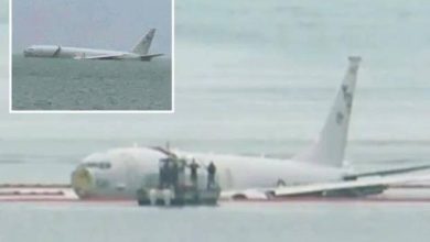 صورة سقوط طائرة أمريكية عملاقة في مياه «كانيوهي»  أخبار السعودية