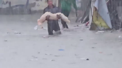 صورة فيديو: صحافي يوثّق مشهدا مُبكيا تحت المطر في مخيم جباليا