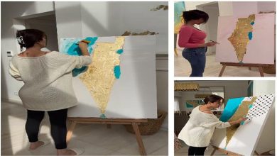 صورة نسرين طافش تكشف عن موهبتها وترسم خريطة فلسطين (فيديو وصور)