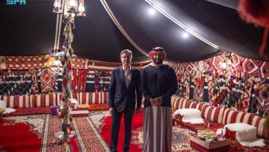 صورة ولي العهد يلتقي في المخيم الشتوي في العُلا وزير الخارجية الأمريكي  أخبار السعودية
