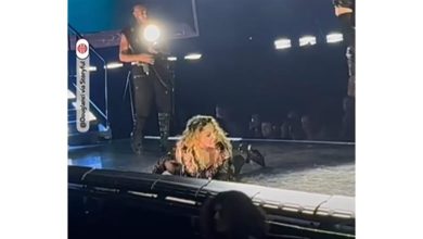 صورة فيديو متداول- لحظة سقوط مادونا على المسرح