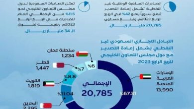 صورة التبادل التجاري بين المملكة ودول الخليج يتجاوز 55 مليار ريال في الربع الرابع 2023  أخبار السعودية