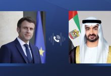 صورة رئيس الدولة يبحث مع الرئيس الفرنسي التطورات الإقليمية والدولية