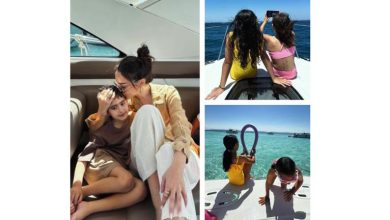 صورة صور- بسمة بوسيل على البحر تستمتع بإجازة الصيف مع أولادها في الجونة