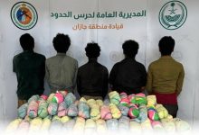 صورة جازان: القبض على 5 مخالفين لنظام الحدود لتهريبهم 95 كيلوغراما من نبات القات  أخبار السعودية