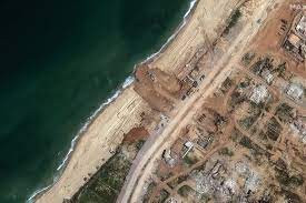 صورة البنتاغون: الولايات المتحدة بدأت بناء المراحل الأولى من رصيف بحري في غزة لتوفير المساعدات