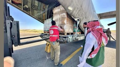 صورة وصول الطائرة الإغاثية السعودية الـ 45 لدعم الشعب الفلسطيني في غزة