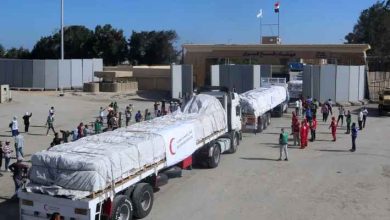صورة 30 شاحنة تحمل 100 طن مساعدات تدخل معبر رفح لقطاع غزة