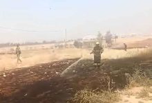 صورة مراسل رؤيا: كوادر الدفاع المدني تتعامل مع حريق أعشاب جافة في إربد