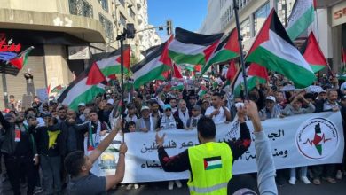 صورة الآلاف في مسيرة تضامنية مع غزة في الدار البيضاء