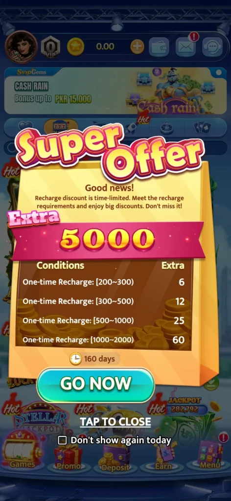 Svip Gems bonuses and rewards screen